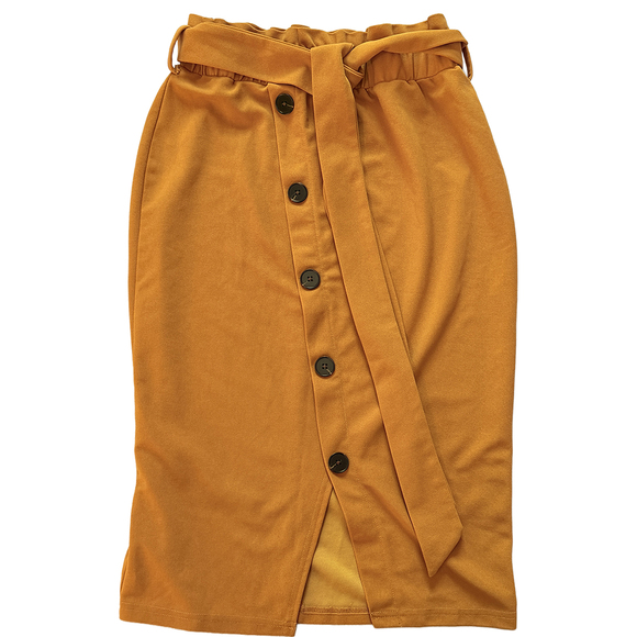 Shein Dresses & Skirts - Shein High Waist Slit Midi Skirt mustard yellow orange small